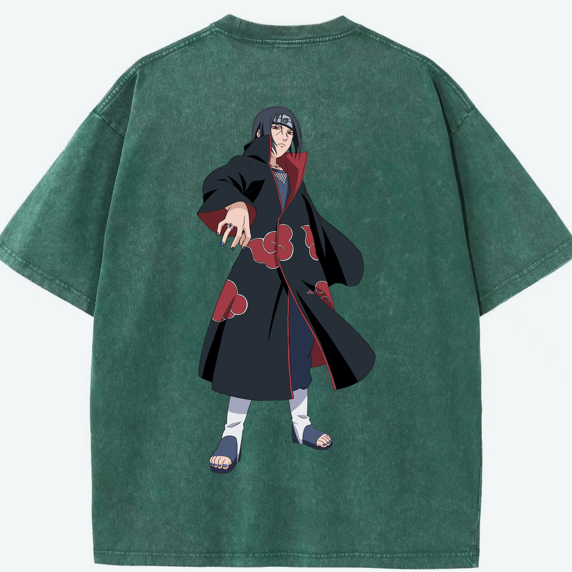 （画像用） NARUTO -ナルト- うちは イタチ Uchiha Itachi 綿100% ヴィンテージ風 半袖Tシャツ（背面プリント）